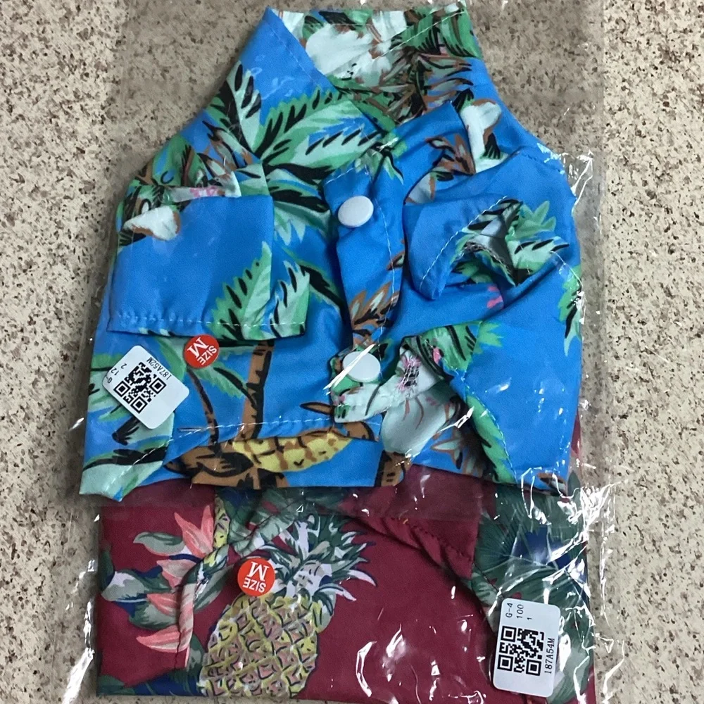 Tropical Paradise Cat Shirt Set - Blue and Red